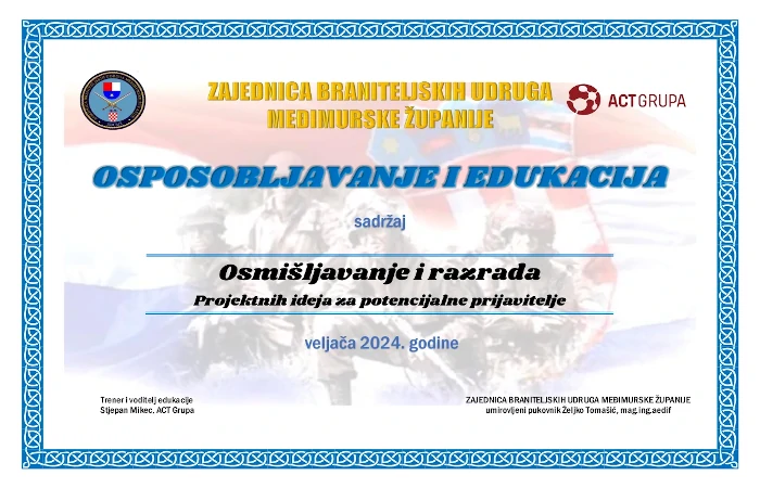 Završena edukacija osmišljavanja i razrade projektnih prijedloga